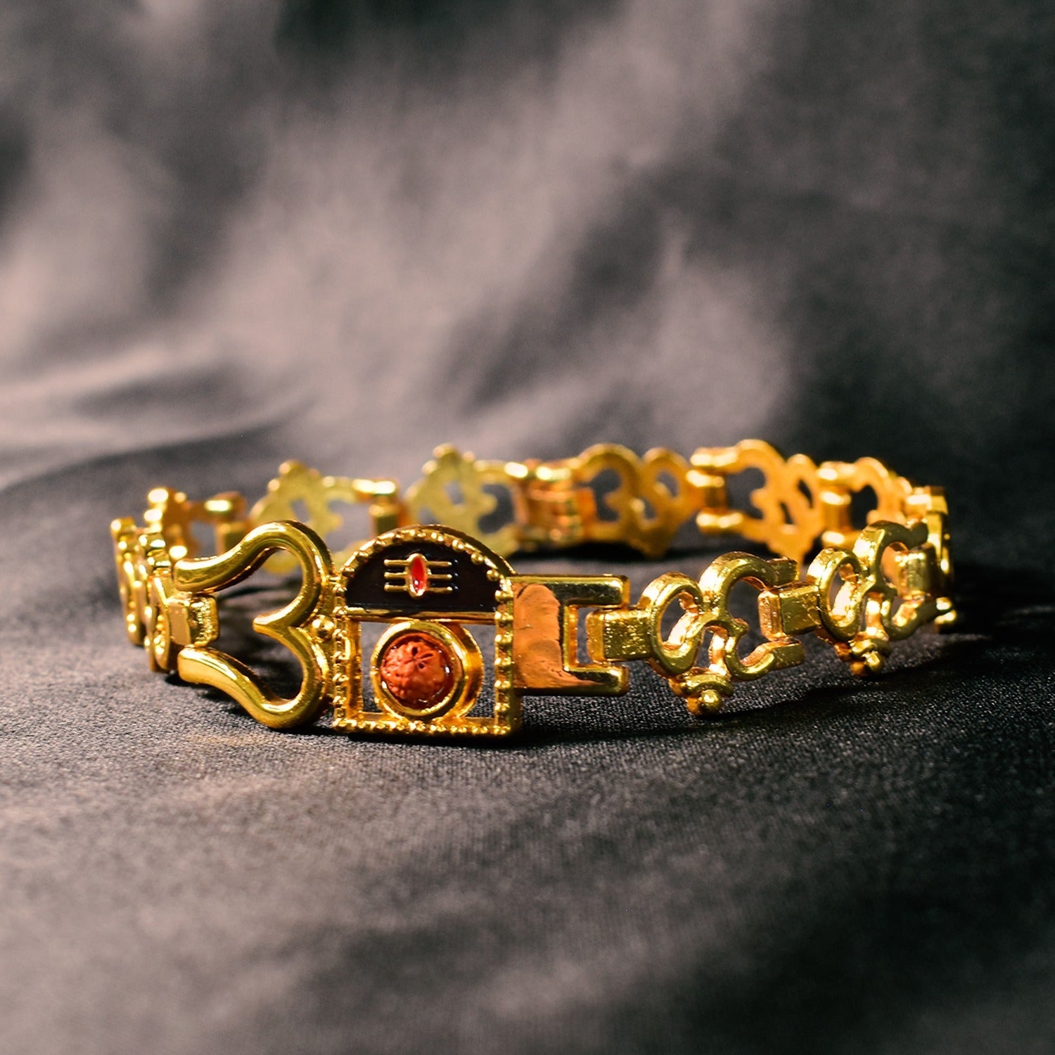 Divine Mahadev Damru, Rudraksha, Trishul & Om  Bracelet