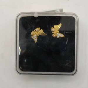 Gold Butterfly Stud Earrings with AD for women and girls