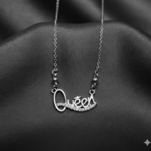 Dazzling 'Queen' Silver Tone AD Pendant Necklace for Women and girls