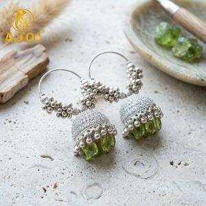 Silver Mint Green with Emerald Drops