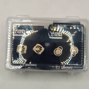 Rose Gold Plated AD Stud & Hoop Earrings Set for women and girls Combo Pack of 4