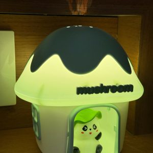 Cute Panda in a Mushroom LED Night Lamp for Kids Bedroom USB Rechargeable