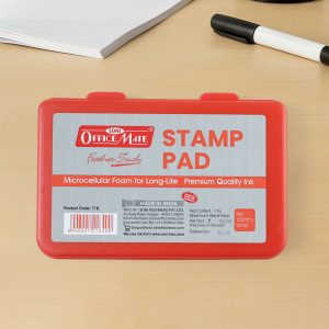 OfficeMate Red Stamp Pad – Microcellular Foam, Premium Fast-Dry Ink (155×95 mm)