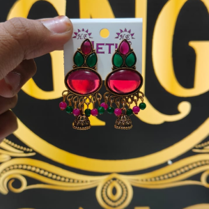 ELEGANT OXIDISED MULTI JHUMKA EARINGS