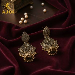 Premium Antique Teardrop Jhumka Earrings with Elegant Traditional Detailing