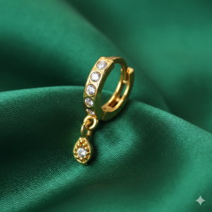 Gold Plated AD Huggie Teardrop Dangle for women and girls