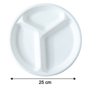 Vegnar 10 Inch 3-Compartment Round Compostable Bagasse Plate (10 Pc)