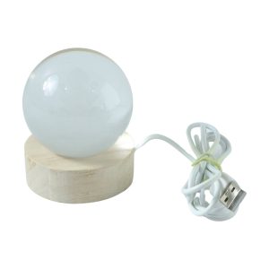 3D Crystal Lakshmi Ball LED Night Lamp with Wooden Base