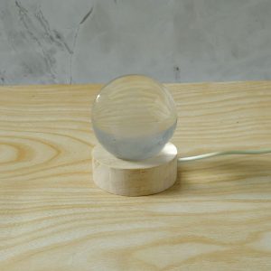 3D Crystal Lakshmi Ball LED Night Lamp with Wooden Base