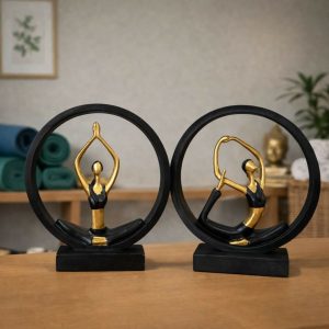 Yoga Meditation Figurine Showpiece Black Gold Table Decor Statue(Design may vary)