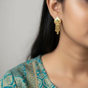 Nice 5 Line Golden Earrings for Women & Girls – Traditional Fancy Jewellery Gift