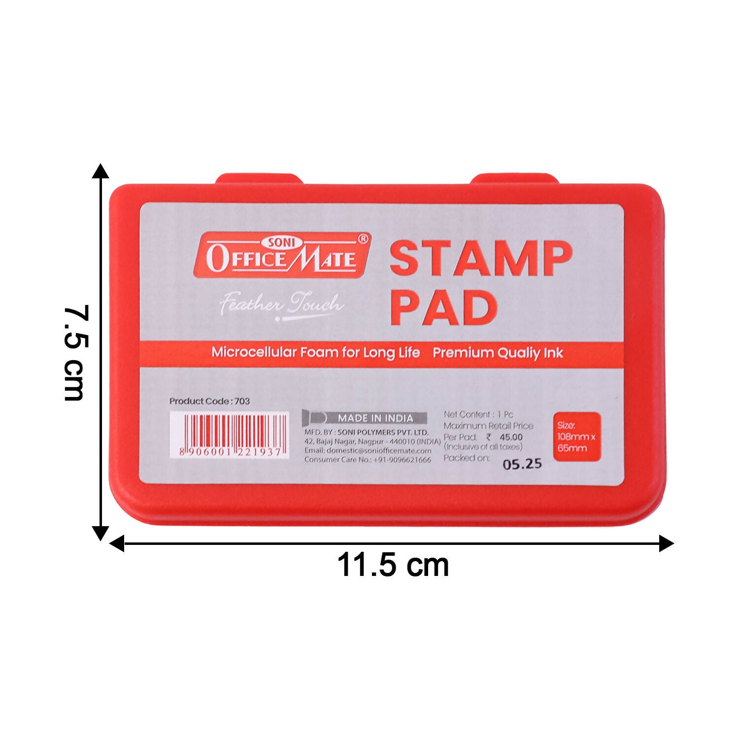 OfficeMate Red Stamp Pad – Premium Microcellular Foam, Long-Life Ink (108×65 mm) - Image 6
