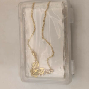 Diamond Accented Gold Heart Laced Pendant Necklace For women and girls