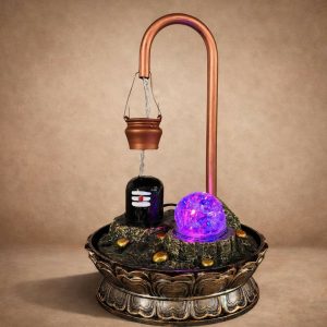 Shivling Tabletop Water Fountain with LED Crystal Ball