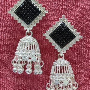 White Gold Square Jhumka