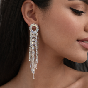ELEGANT LONG EARRINGS WITH FULL OF DIAMOND