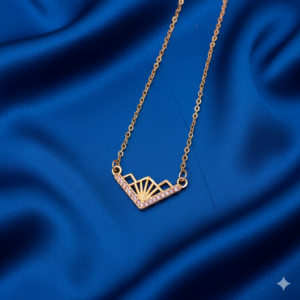 Art Deco Sunburst Gold Necklace with Pink AD For women and girls