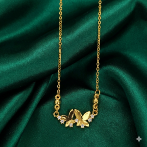 Gold Double Butterfly Necklace with AD For women and girls