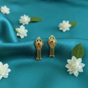 Nice 3 Line Golden Earrings for Women & Girls – Traditional Fancy Jewellery