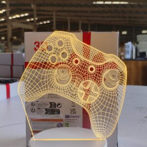 3D Illusion LED Night Lamp with Gaming Controller Design
