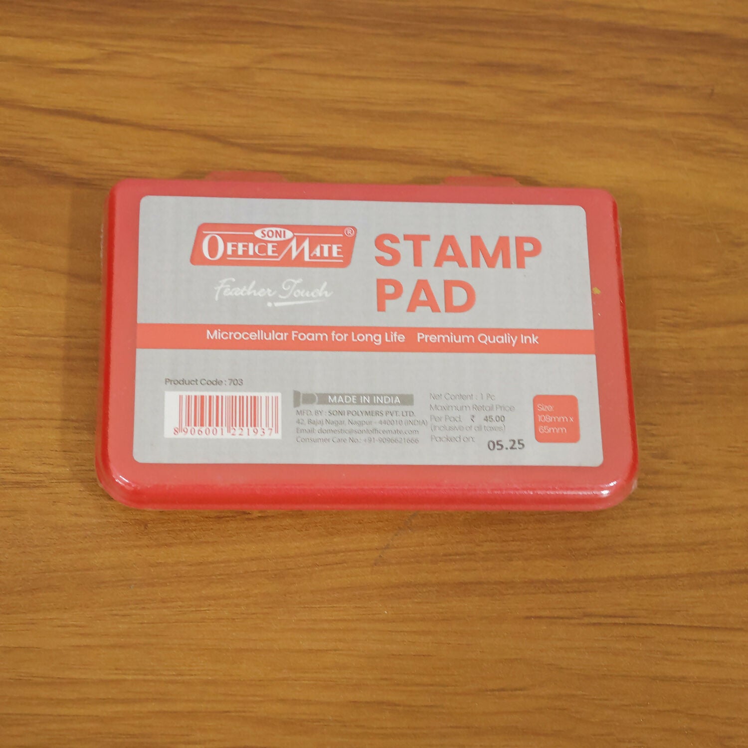 OfficeMate Red Stamp Pad – Premium Microcellular Foam, Long-Life Ink (108×65 mm) - Image 7