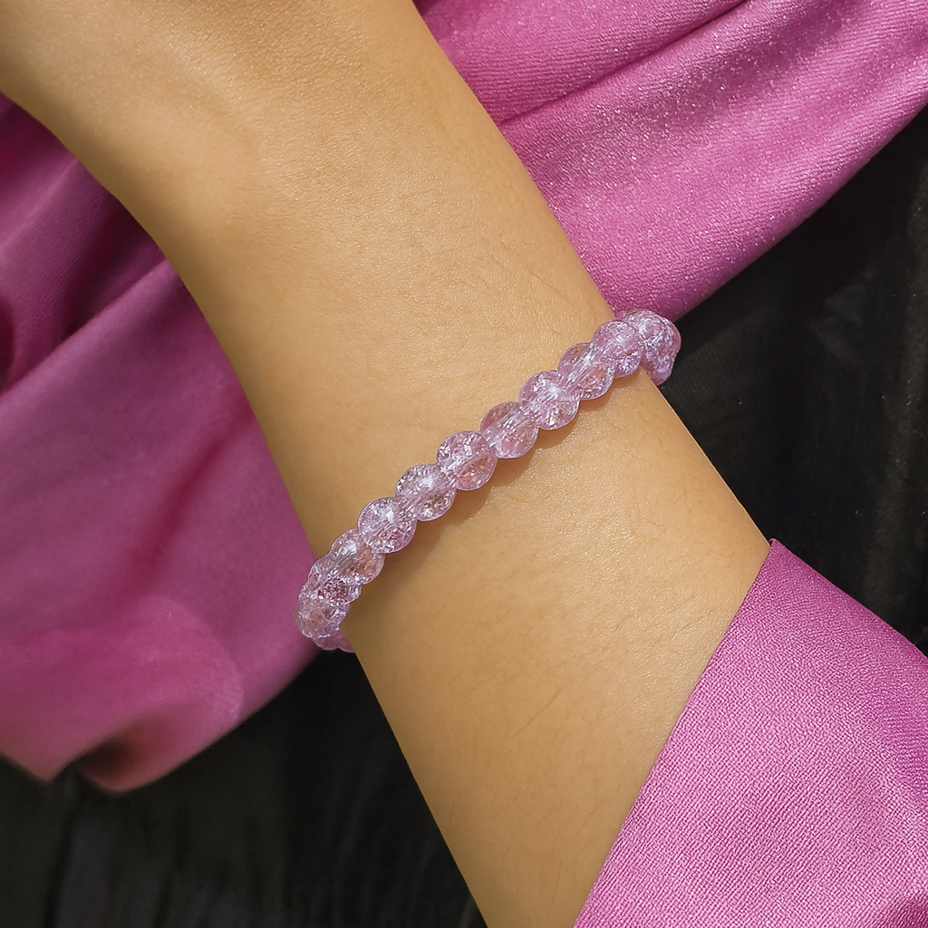 Crystal Crackle Glass Beads Stretch Bracelet