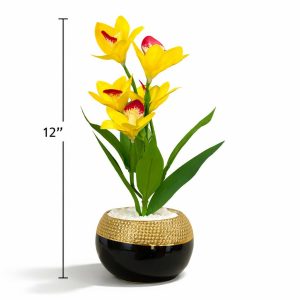 Artificial Orchid Flower Plant with Decorative Pot