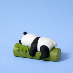 Sleeping Panda poly-resin Bamboo Showpiece | Cute Mini Decorative Figurine