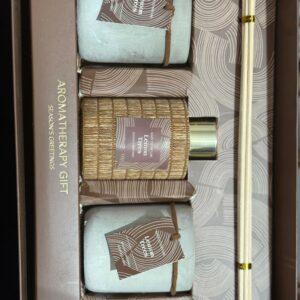 Lemon Trees Premium Aromatherapy Gift Set – Scented Candle & Reed Diffuser Combo in Concrete Jars with Wooden Accents, Relaxing Home Fragrance Set for Living Room, Bedroom, Spa & Office Décor