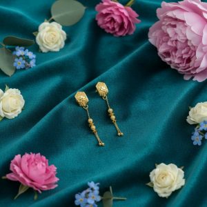 Long Chain Beads Golden Earrings for Women & Girls – Traditional Fancy Jewellery Gift