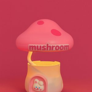 Pink Mushroom Study Table Lamp with Pencil Sharpener & USB Charging