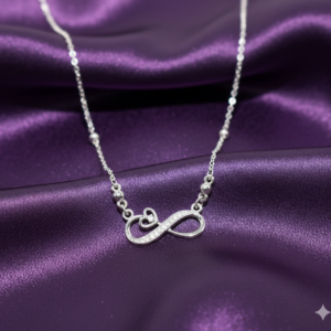 AD Infinity & Heart Silver Tone Pendant Necklace for Women