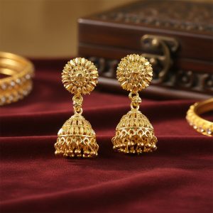 Traditional Gold Plated Jhumka Earrings for Women – Elegant Ethnic Festive Jewelry