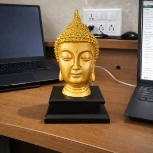 Golden Buddha Head Statue Decorative Meditation Home Decor Idol