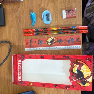 Kids Superhero Stationery Set with 2 Pencils, Ruler, Eraser & Sharpener