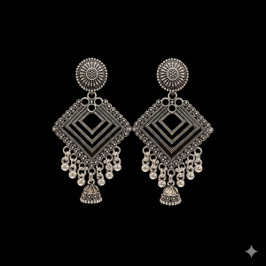 Traditional Oxidised Long Jhumka Earrings