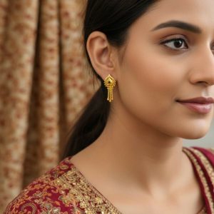 Nice 3 Line Golden Earrings for Women & Girls – Traditional Fancy Jewellery
