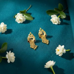 Nice 5 Line Golden Earrings for Women & Girls – Traditional Fancy Jewellery Gift