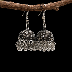 Traditional Elegant Oxidised Hook Jhumka Earrings