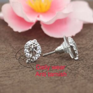 AD Pave Leaf Stud Earrings for women and girls