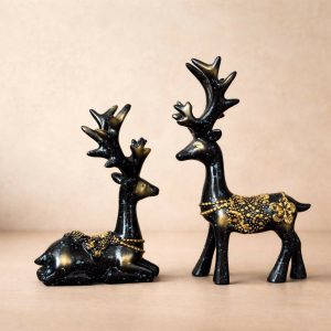 Decorative Deer Showpiece Set for Home, Table & Living Room Decor