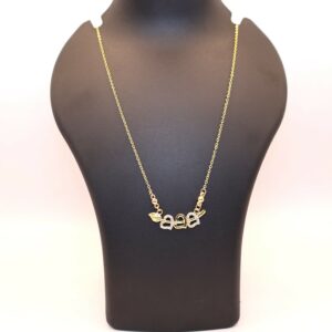 Gold Plated Interlocking Hearts Leaf AD Pendant Necklace For women and girls