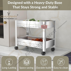 Stainless Steel 2-Tier Vegetable Storage Trolley Silver