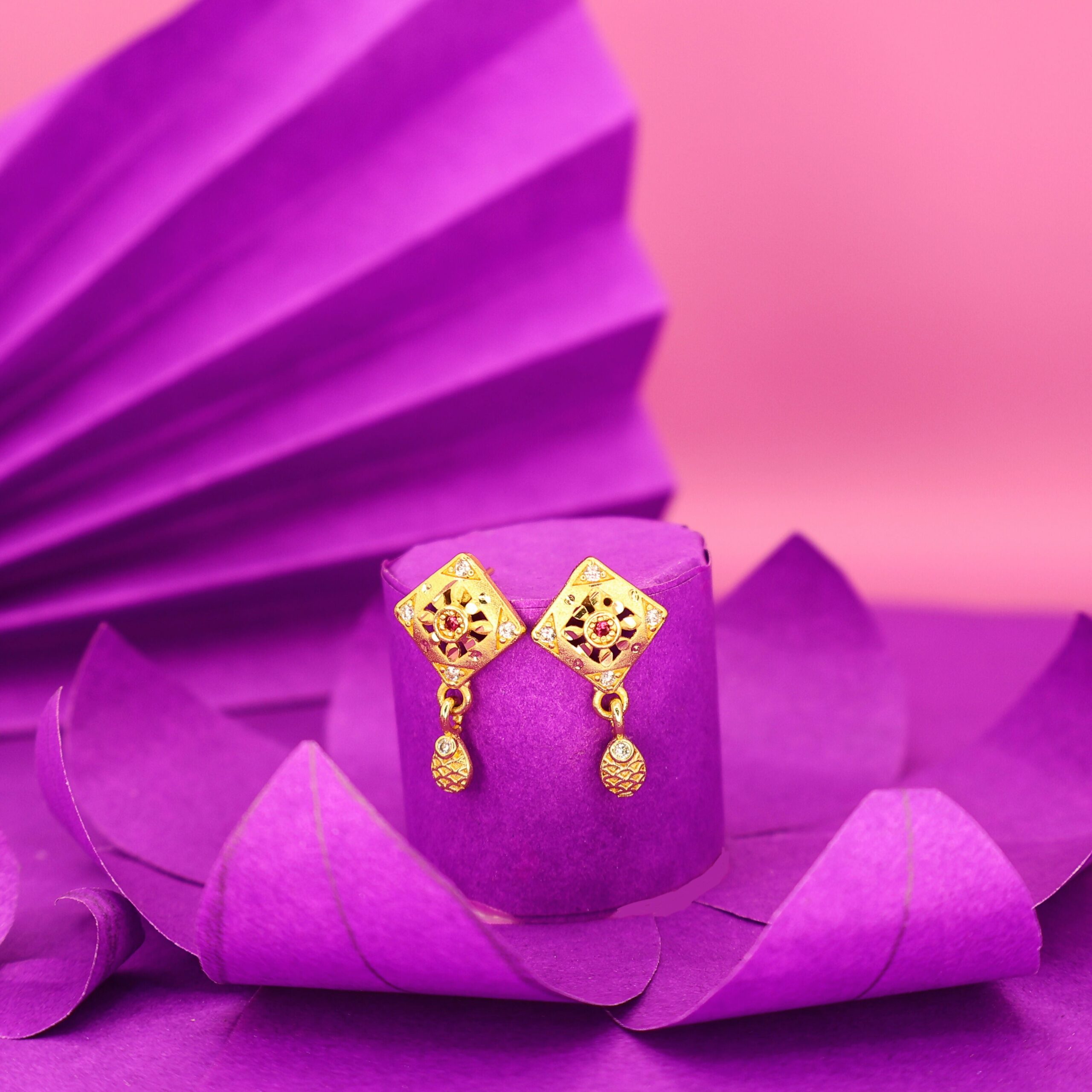 Gold AD Drop Earrings for women and girls - Image 2