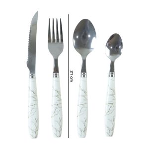 Stainless Steel Cutlery Set with Marble Design Handle (4 Pc  Set)
