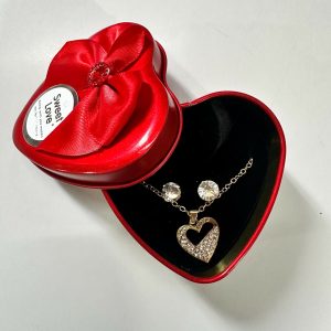 Heart Pendant Necklace Gift Set with Decorative Heart Box for Gifting ( DESIGN MAY VARY OF THE NECKLACE)
