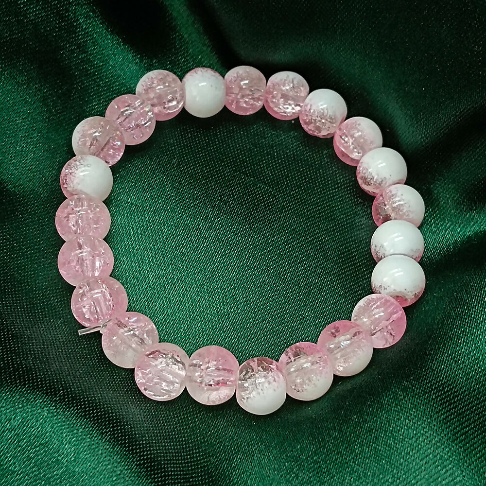 Crystal Crackle Glass Beads Stretch Bracelet