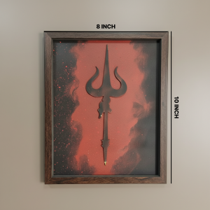 Mahadev Trishul Wall Art Frame – Minimalist Lord Shiva Trident Decor | Modern Spiritual Wall Art for Living Room, Meditation & Pooja Room