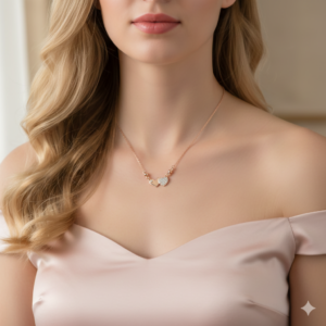 Rose Gold AD Plain Double Heart Necklace For women and girls