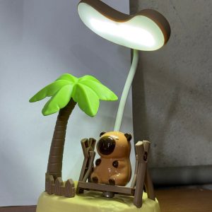 Kids Cartoon Desk Lamp with Cute Bear & Palm Tree Study Light
